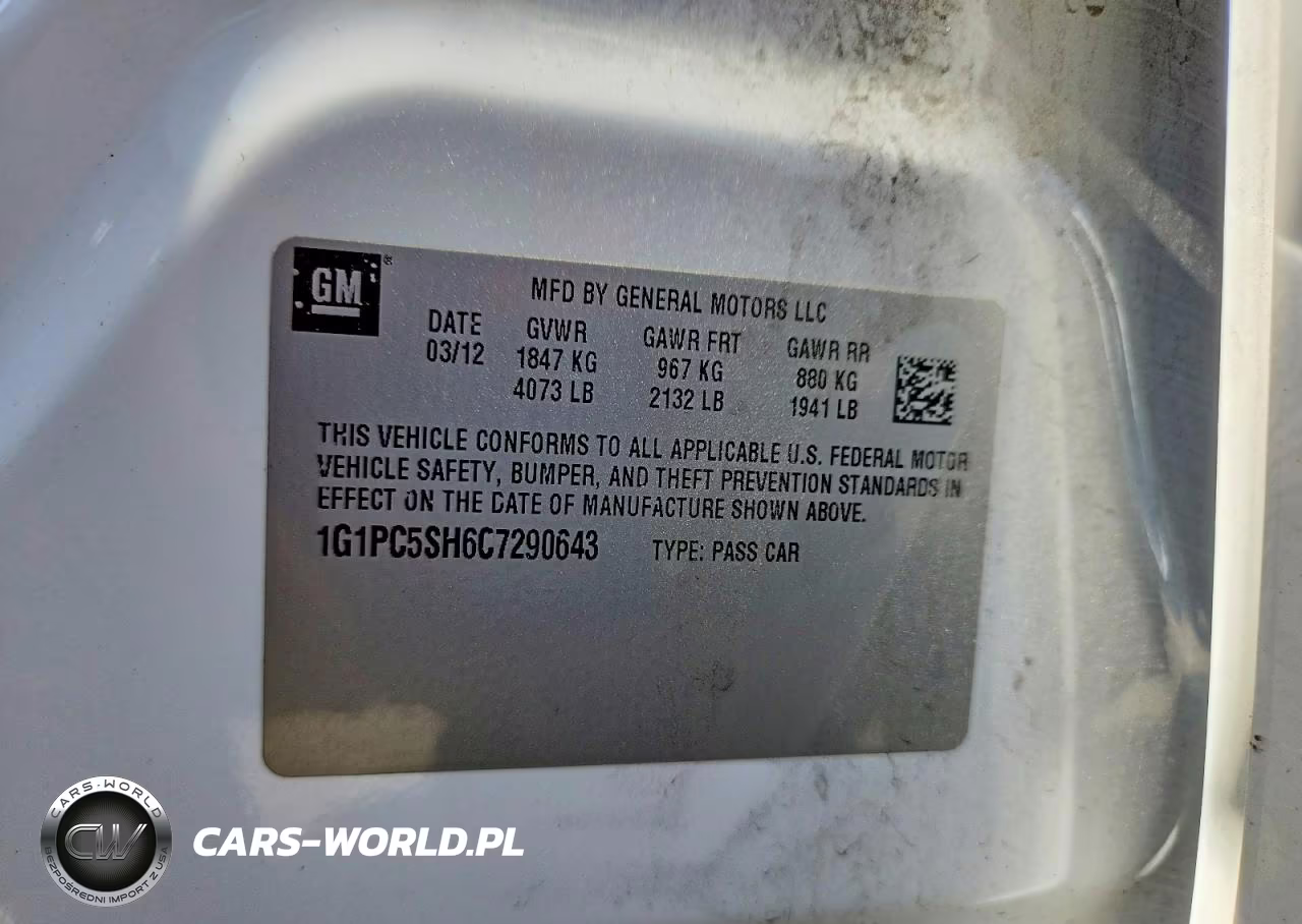 2012 Chevrolet Cruze Ls VIN:1G1PC5SH6C7290643 - 12