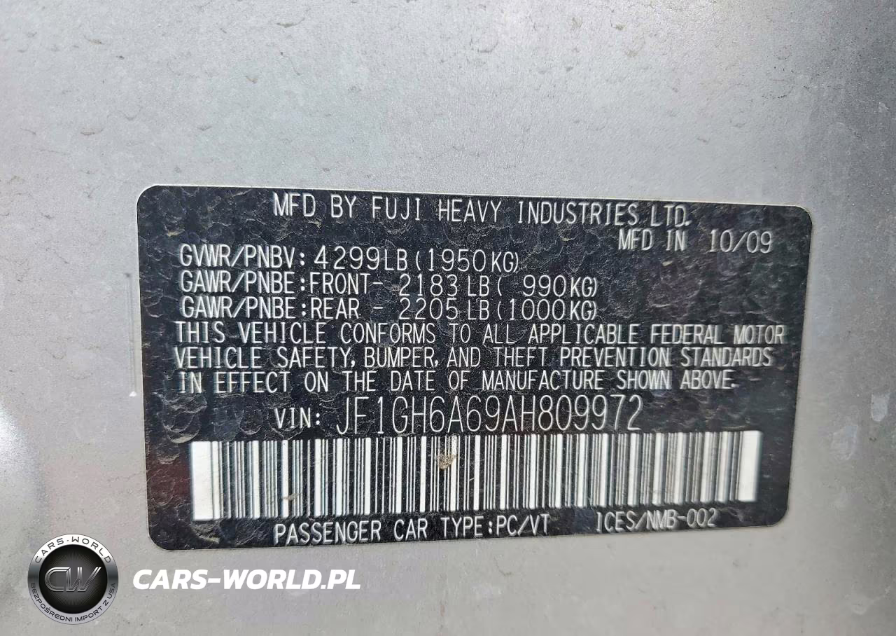 2010 Subaru Impreza 2.5I VIN:JF1GH6A69AH809972 - 13