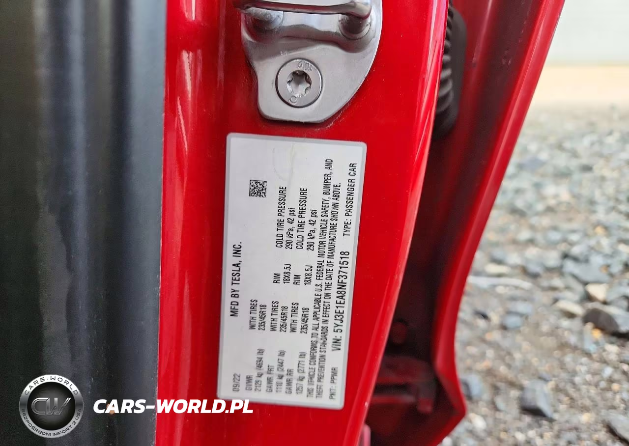 2022 Tesla Model 3 VIN:5YJ3E1EA8NF371518 - 12