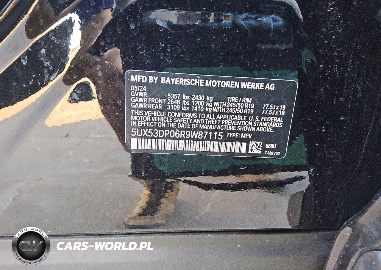 2024 BMW X3 xDrive30I VIN:5UX53DP06R9W87115 - 13