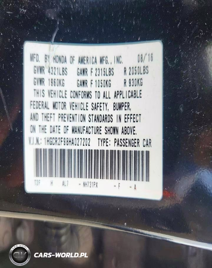 2017 Honda Accord Exl VIN:1HGCR2F98HA027202 - 13