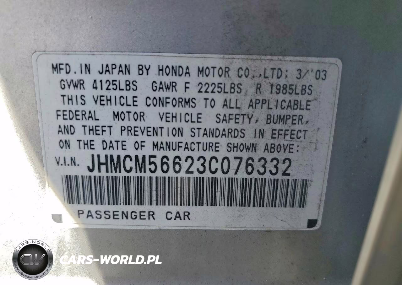 2003 Honda Accord Ex VIN:JHMCM56623C076332 - 12