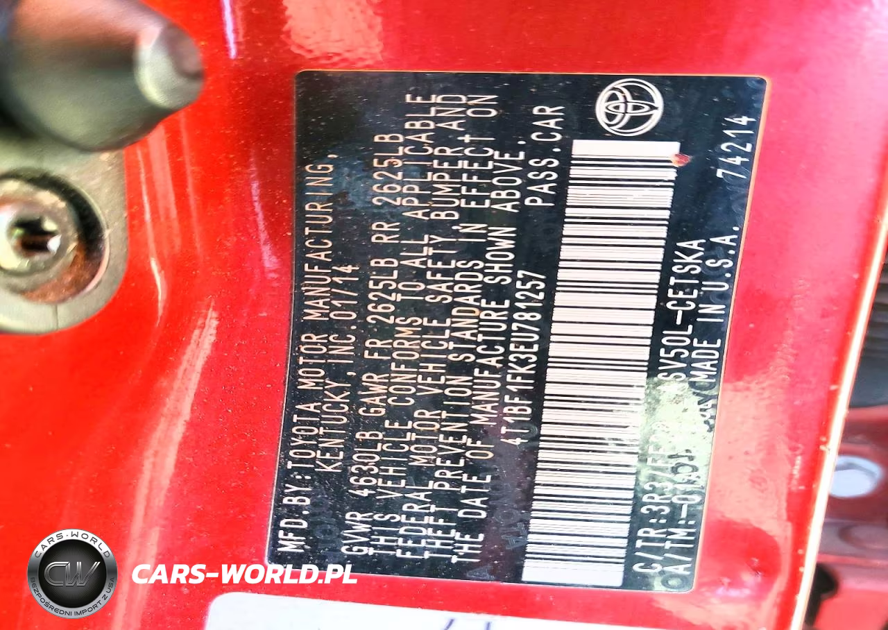 2014 Toyota Camry Se VIN:4T1BF1FK3EU781257 - 12