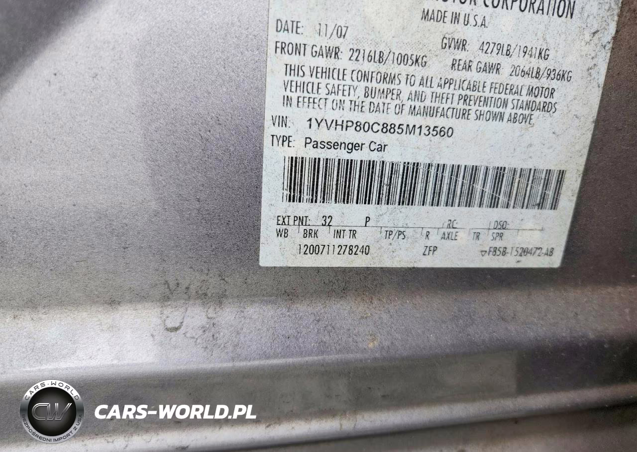 2008 Mazda 6 I VIN:1YVHP80C885M13560 - 12
