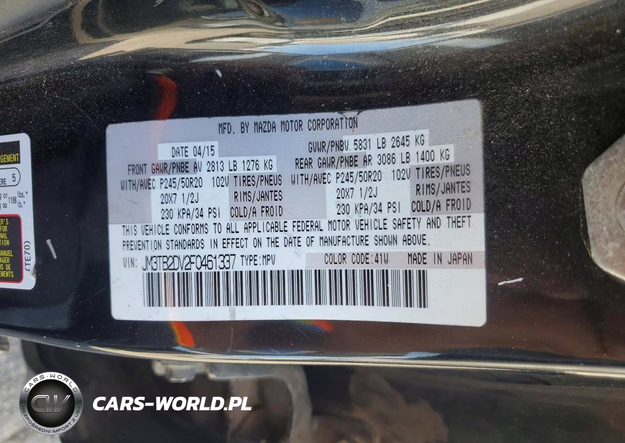 2015 Mazda Cx-9 Grand Touring VIN:JM3TB2DV2F0461337 - 12