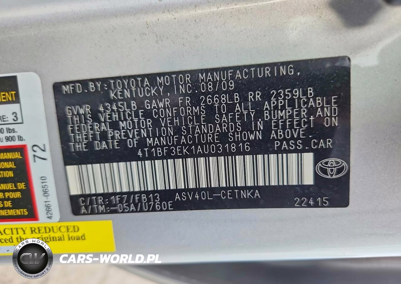 2010 Toyota Camry Le VIN:4T1BF3EK1AU031816 - 13