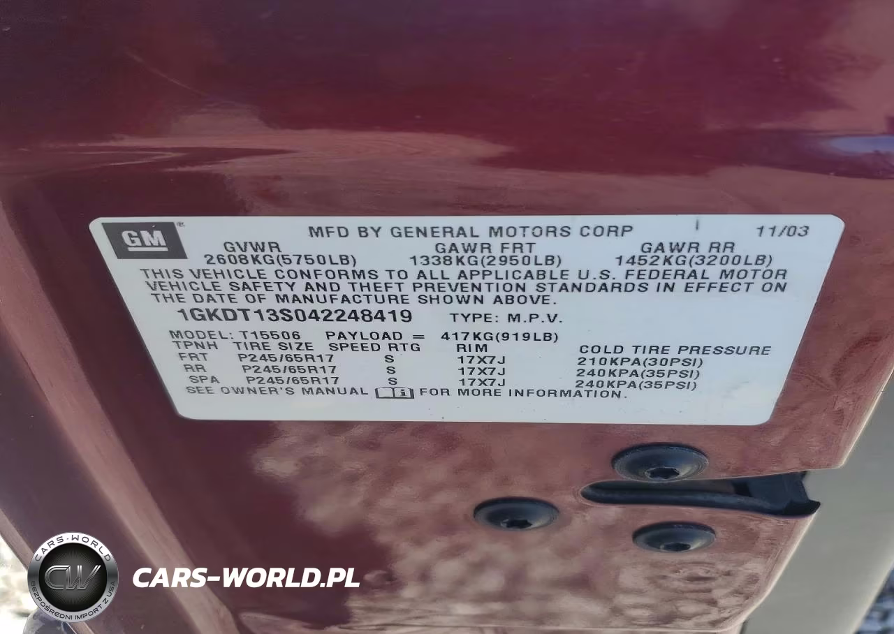 2004 GMC Envoy VIN:1GKDT13S042248419 - 13