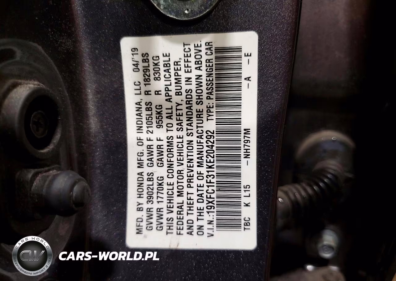 2019 Honda Civic Ex VIN:19XFC1F31KE204292 - 12