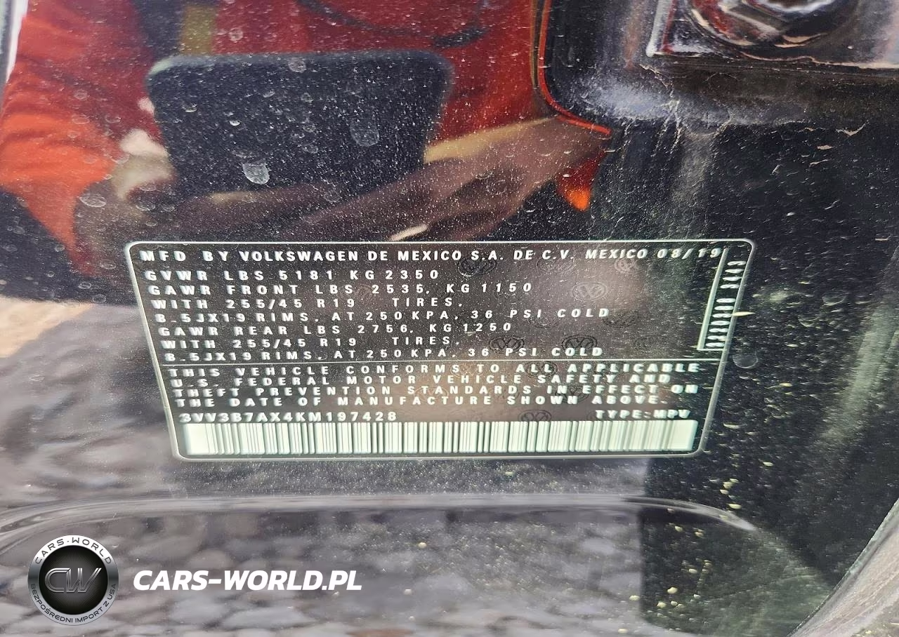 2019 Volkswagen Tiguan Se VIN:3VV3B7AX4KM197428 - 12