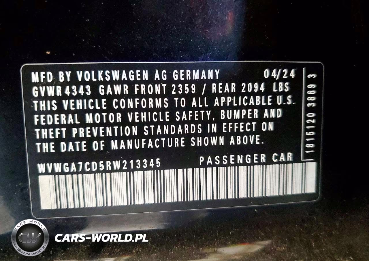 2024 Volkswagen Gti S VIN:WVWGA7CD5RW213345 - 12