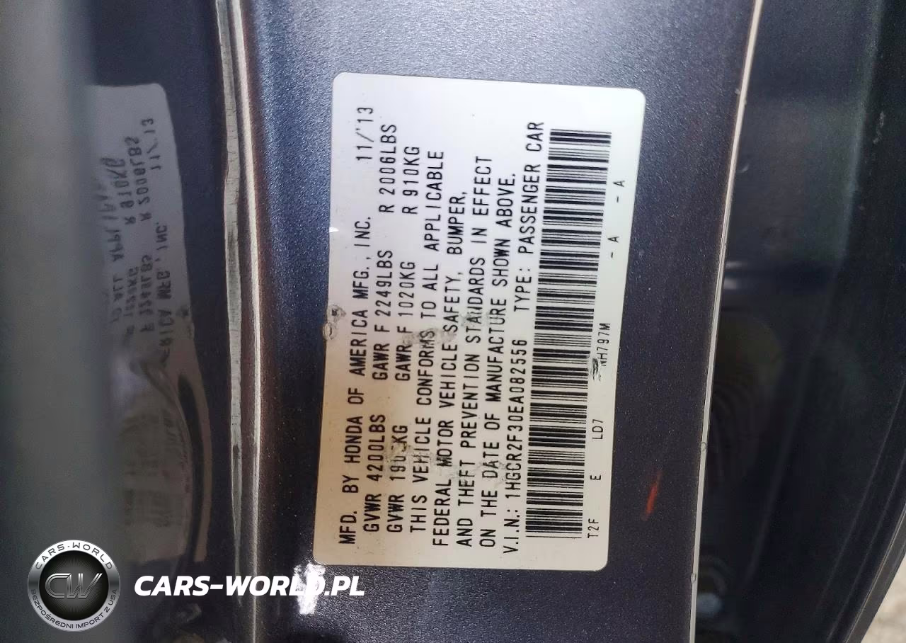 2014 Honda Accord Lx VIN:1HGCR2F30EA082556 - 12