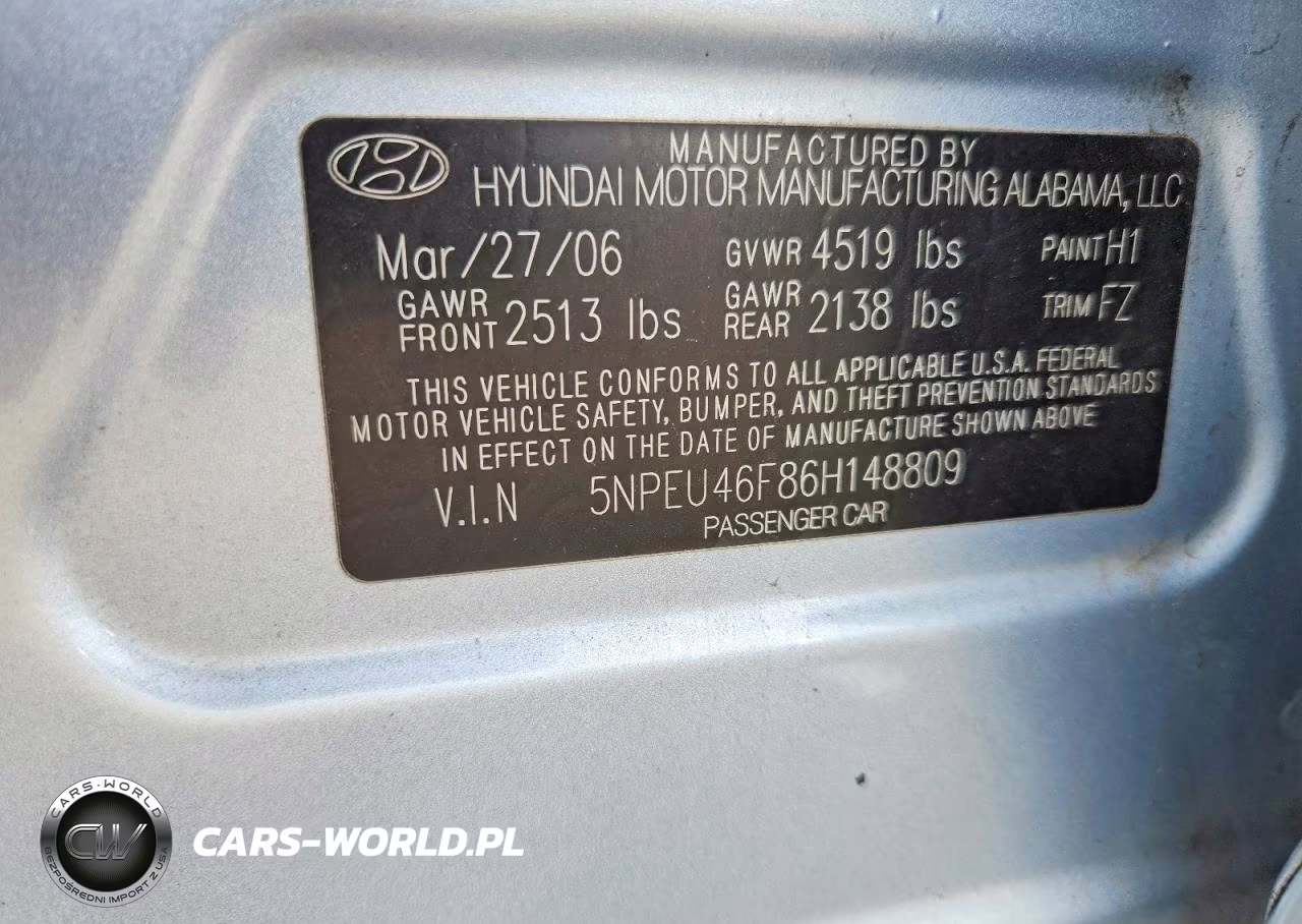 2006 Hyundai Sonata Gls V6 VIN:5NPEU46F86H148809 - 12