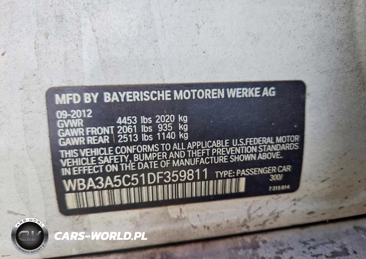 2013 BMW 328 I VIN:WBA3A5C51DF359811 - 12