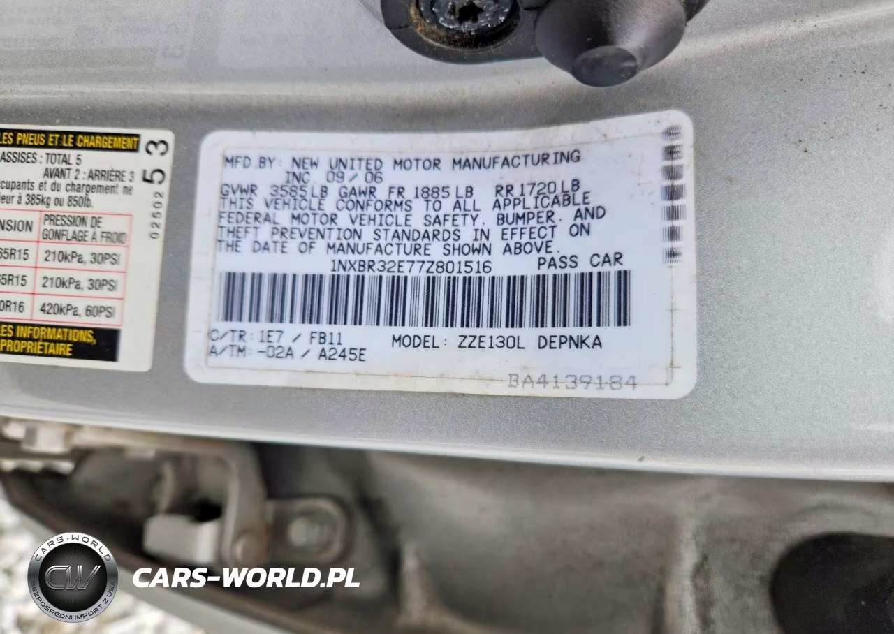 2007 Toyota Corolla Le VIN:1NXBR32E77Z801516 - 12