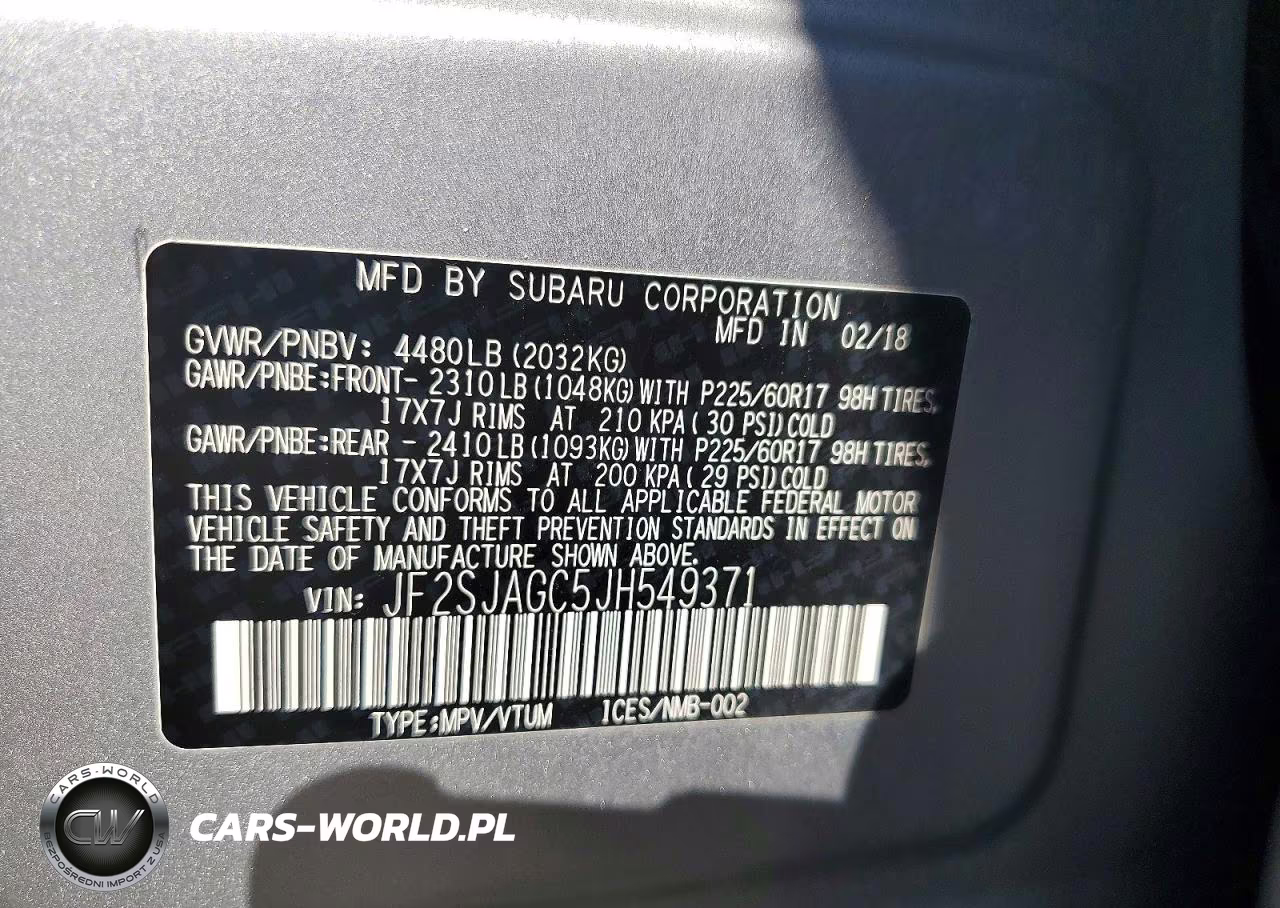 2018 Subaru Forester 2.5I Premium VIN:JF2SJAGC5JH549371 - 13