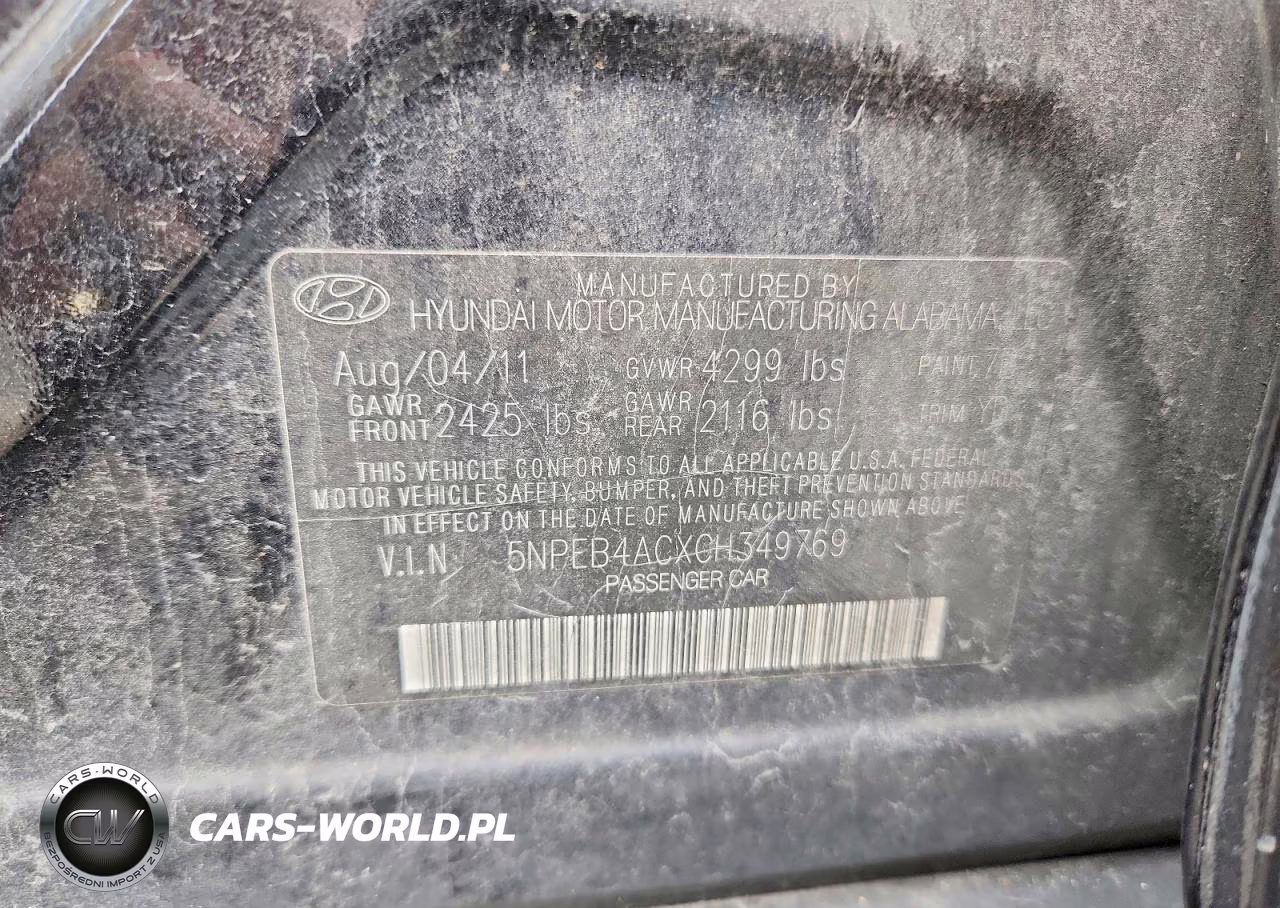 2012 Hyundai Sonata Gls VIN:5NPEB4ACXCH349769 - 12