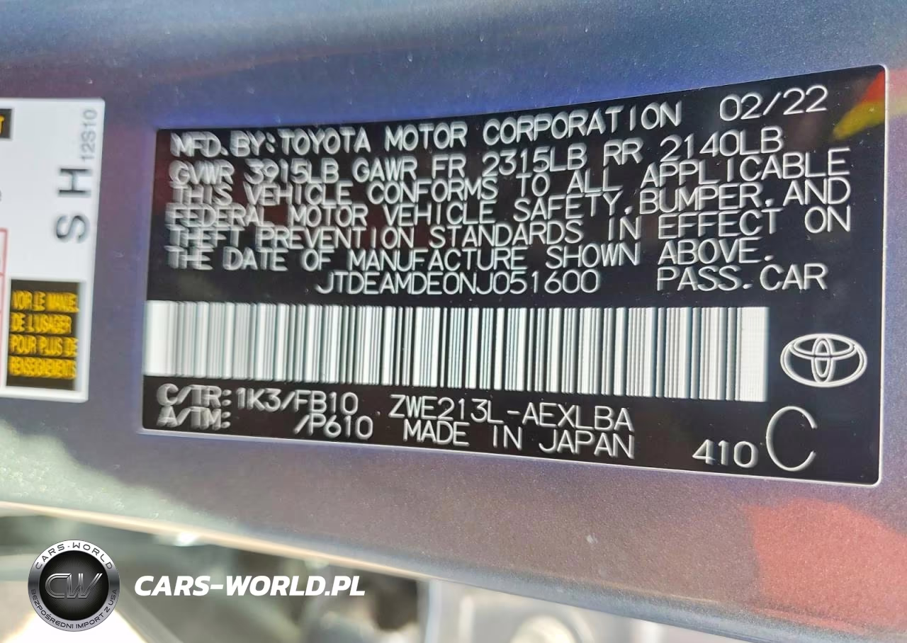 2022 Toyota Corolla Le VIN:JTDEAMDE0NJ051600 - 12