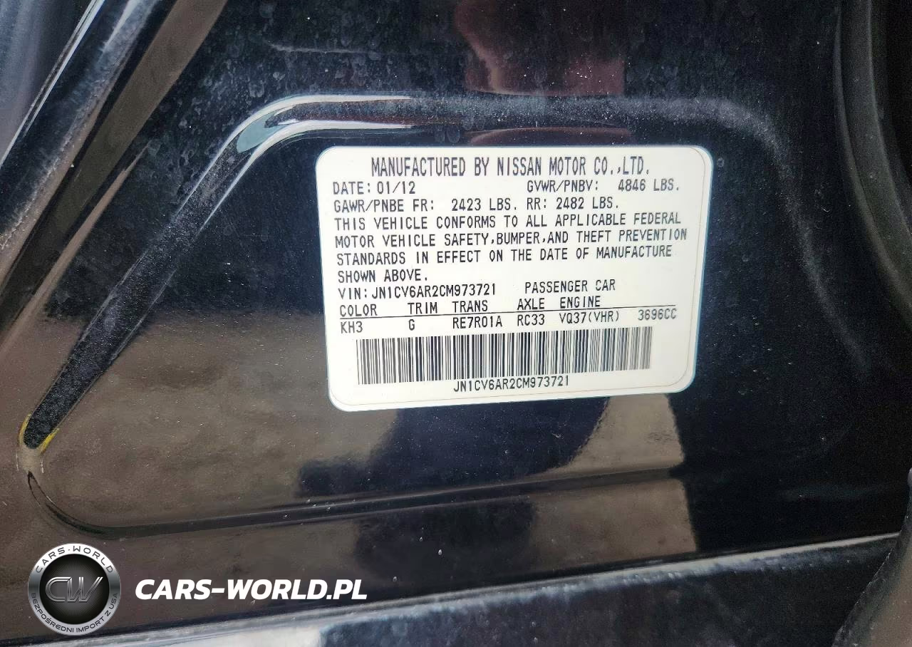 2012 Infiniti G37 Sedan X VIN:JN1CV6AR2CM973721 - 12