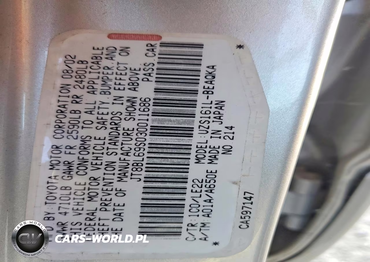 2003 Lexus Gs 430 VIN:JT8BL69S030011686 - 12