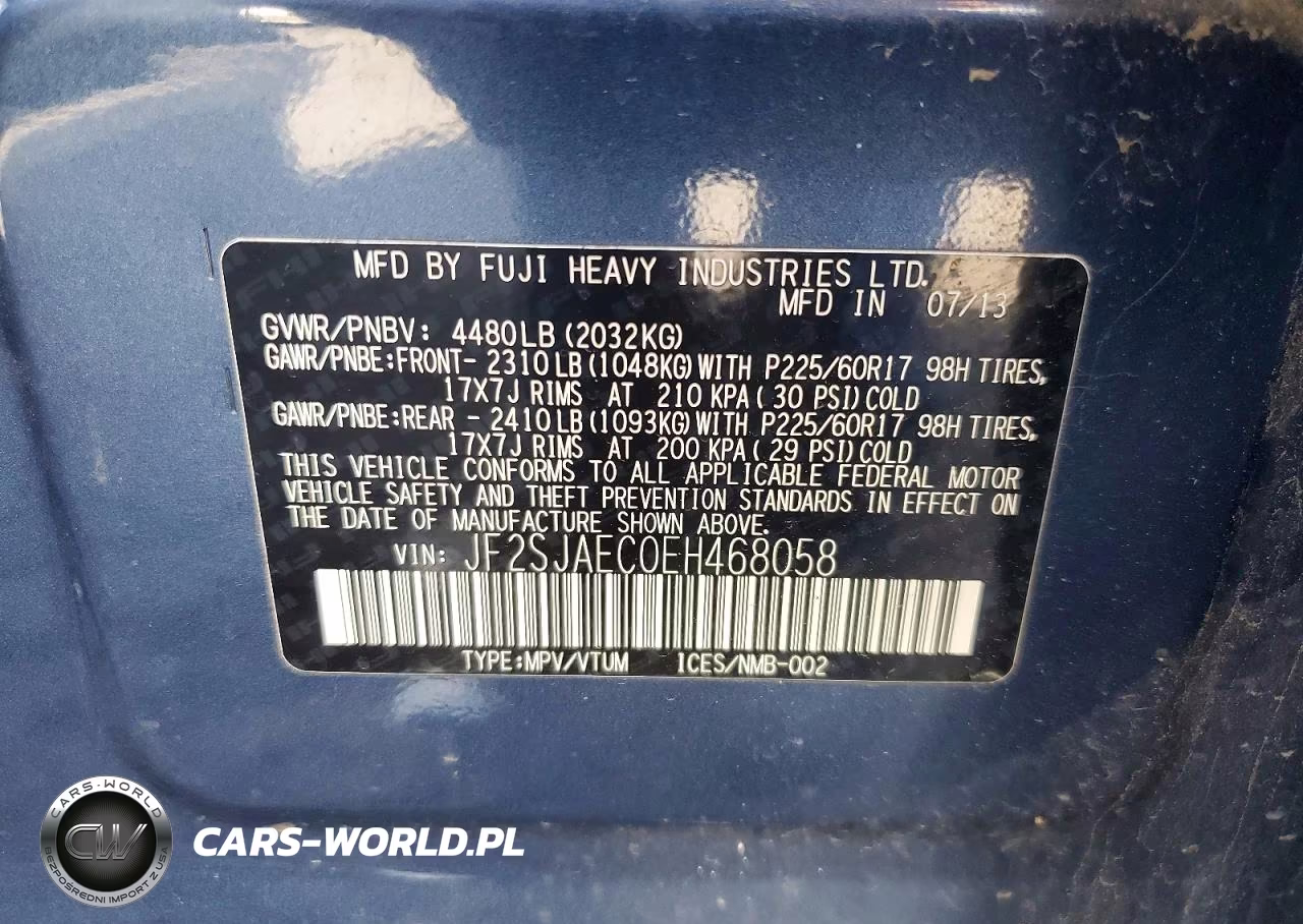 2014 Subaru Forester 2.5I Premium VIN:JF2SJAEC0EH468058 - 12