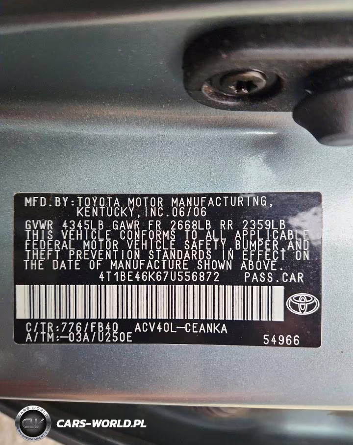 2007 Toyota Camry Le VIN:4T1BE46K67U556872 - 12