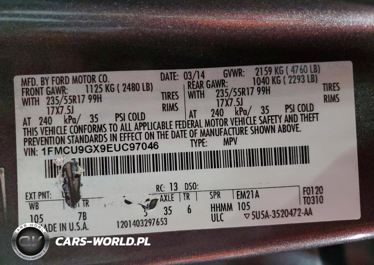 2014 Ford Escape Se VIN:1FMCU9GX9EUC97046 - 13