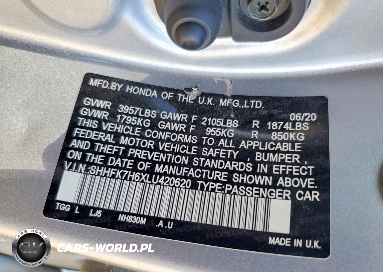 2020 Honda Civic Ex VIN:SHHFK7H6XLU420620 - 12