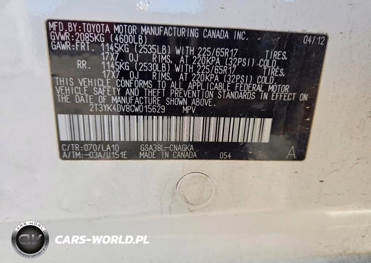 2012 Toyota Rav4 Limited VIN:2T3YK4DV8CW015629 - 12
