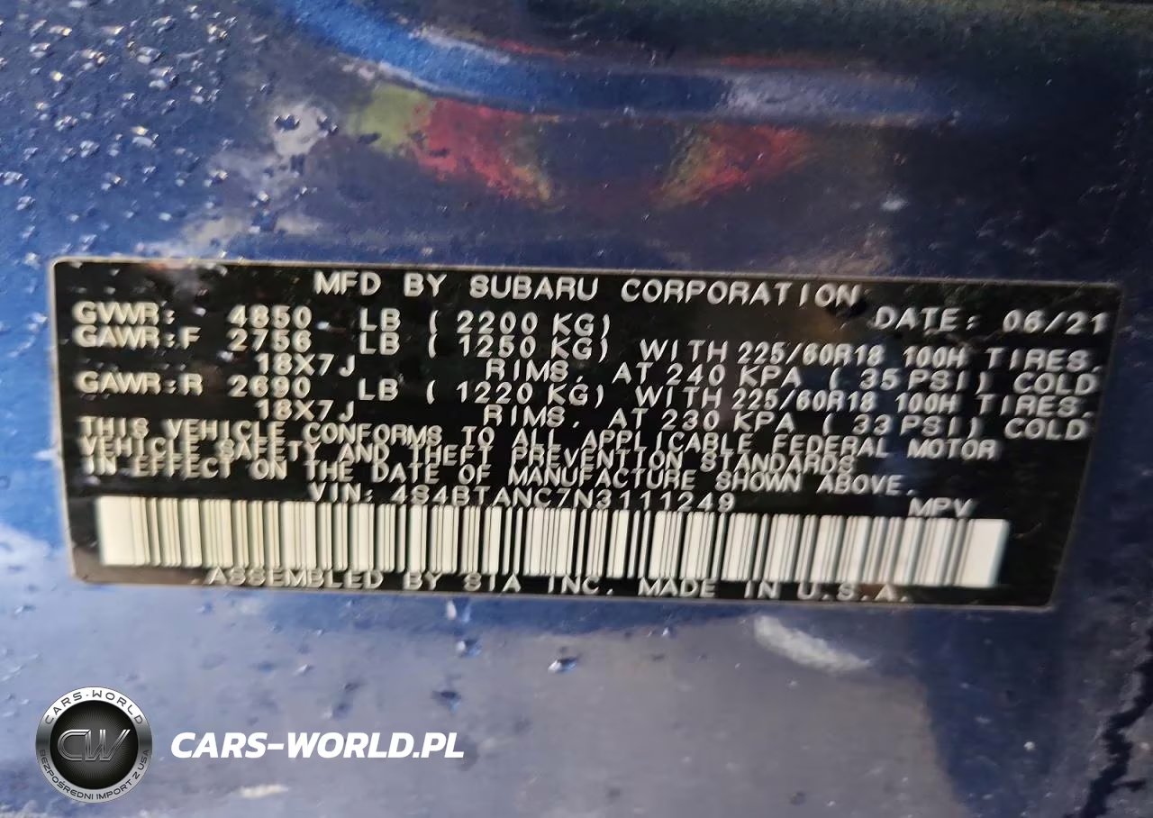2022 Subaru Outback Limited VIN:4S4BTANC7N3111249 - 12