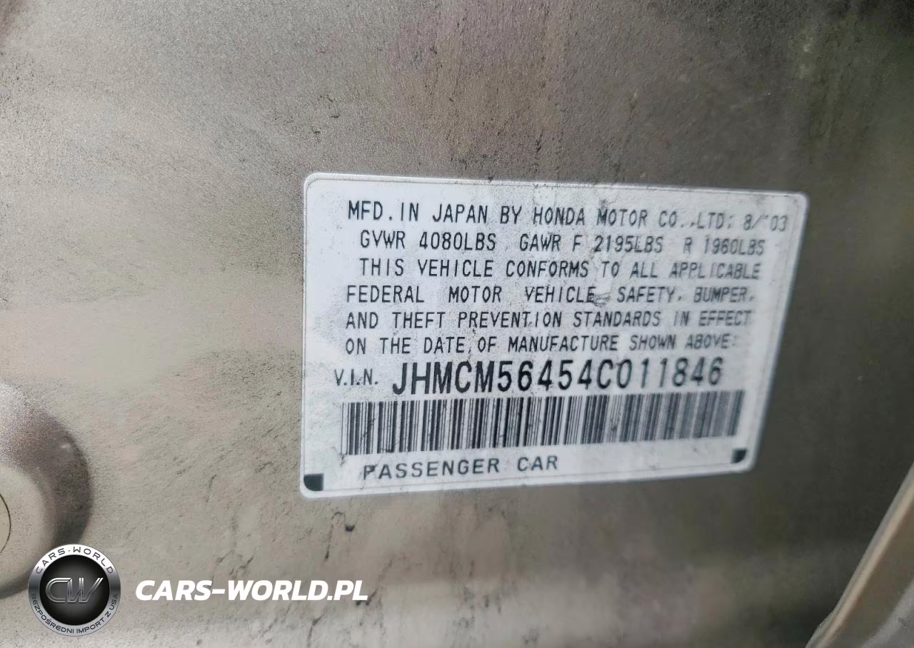 2004 Honda Accord Lx VIN:JHMCM56454C011846 - 12