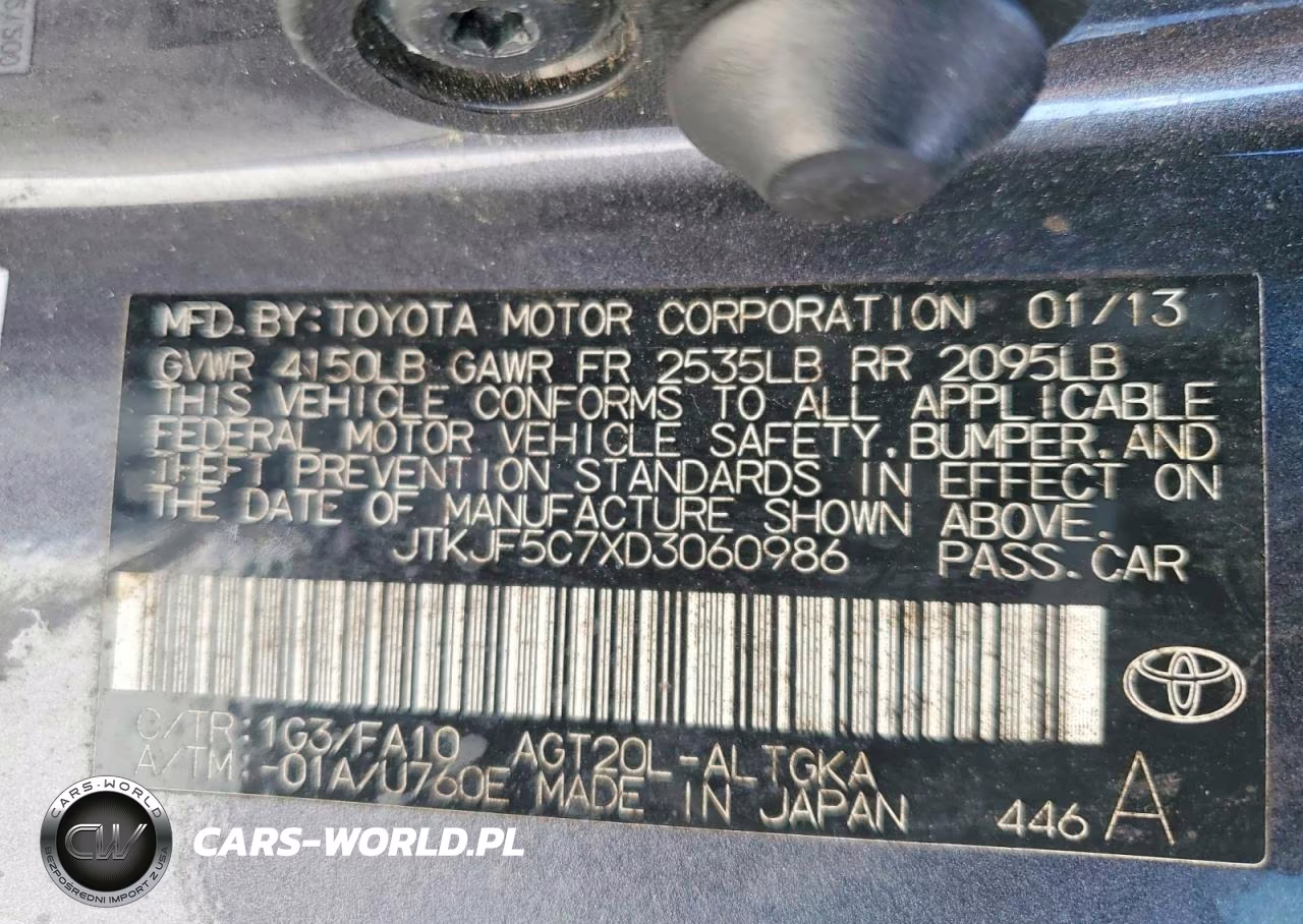 2013 Scion Tc Base VIN:JTKJF5C7XD3060986 - 12