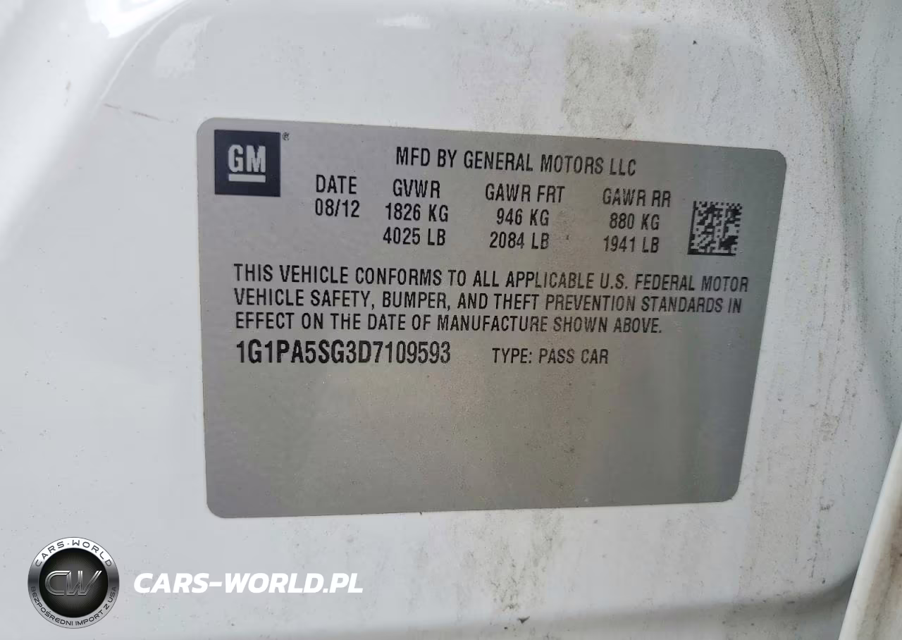 2013 Chevrolet Cruze Ls VIN:1G1PA5SG3D7109593 - 12