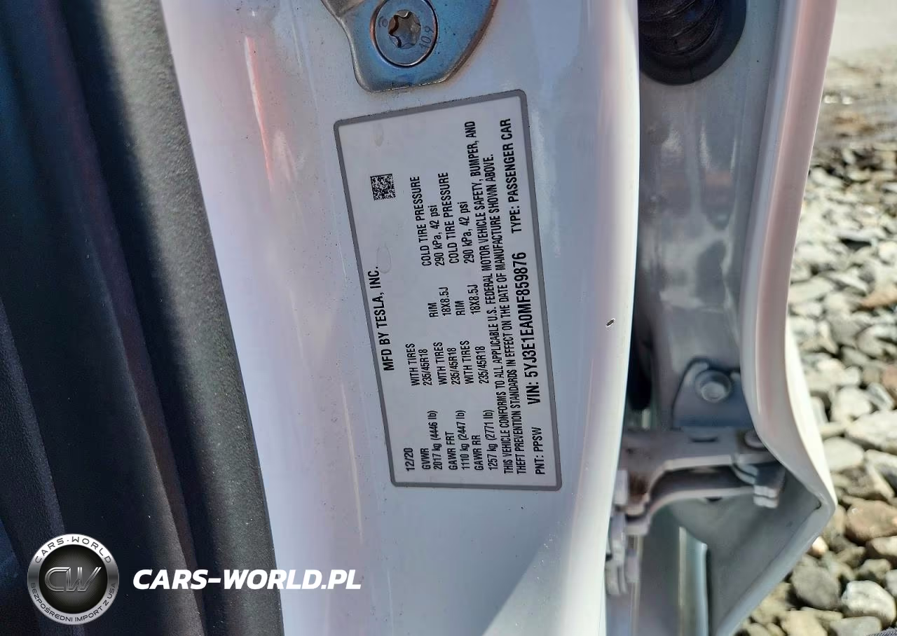 2021 Tesla Model 3 VIN:5YJ3E1EA0MF859876 - 13