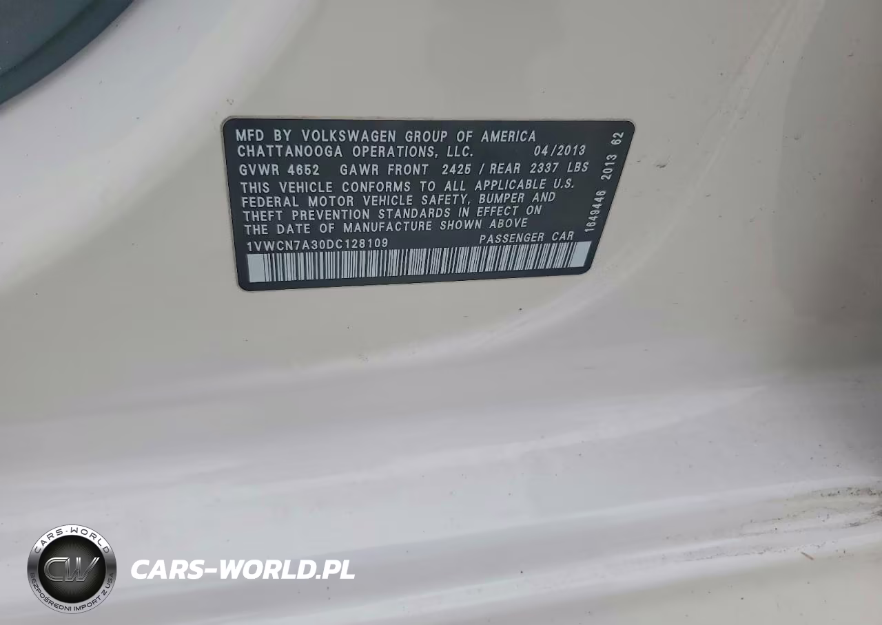 2013 Volkswagen Passat Sel VIN:1VWCN7A30DC128109 - 12