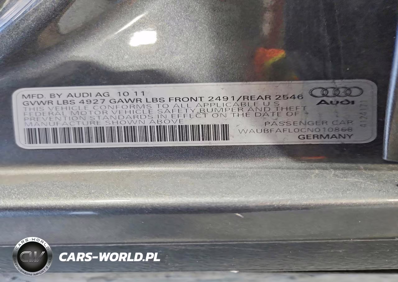 2012 Audi A4 Premium VIN:WAUBFAFL0CN010868 - 12