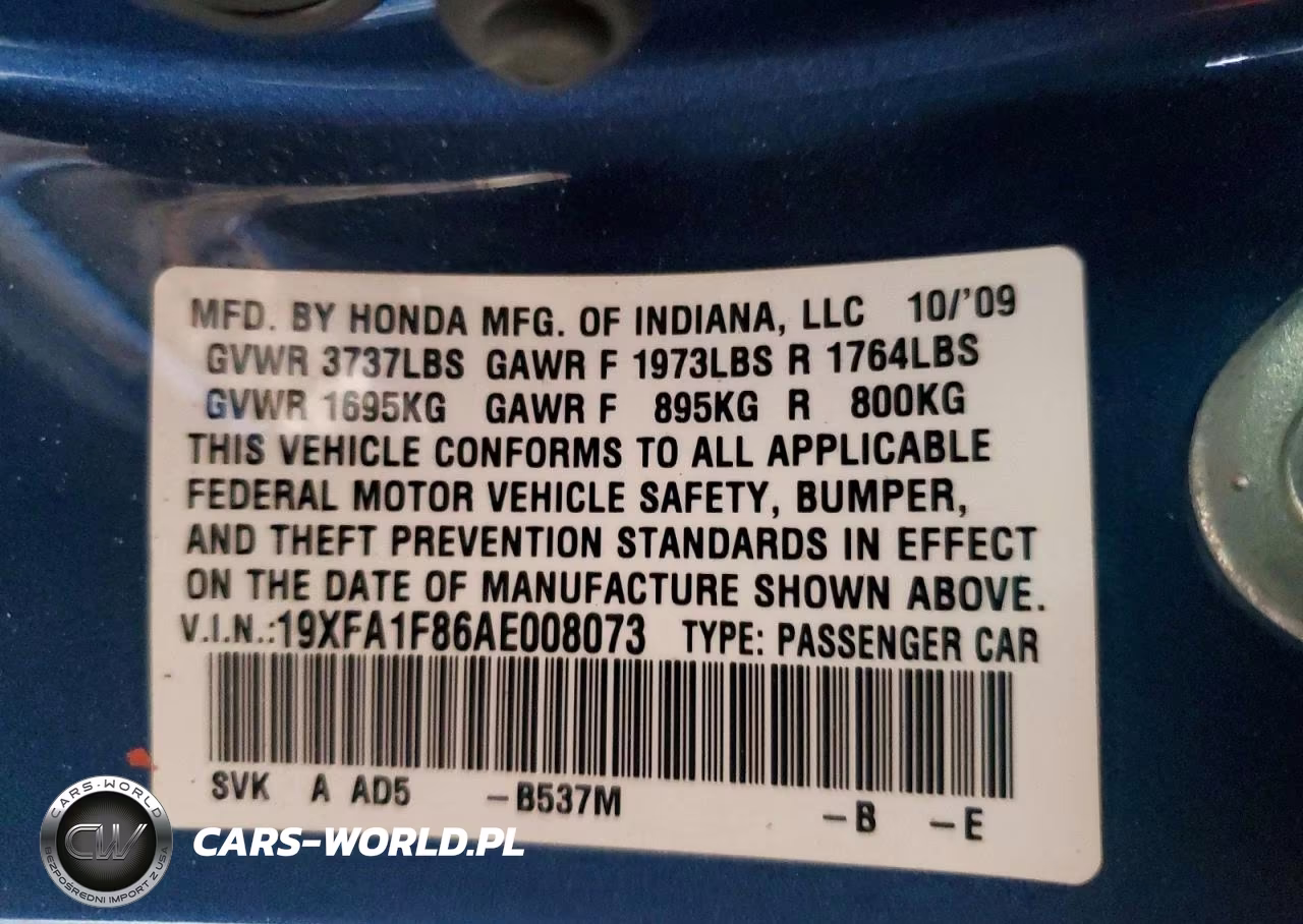 2010 Honda Civic Ex VIN:19XFA1F86AE008073 - 13