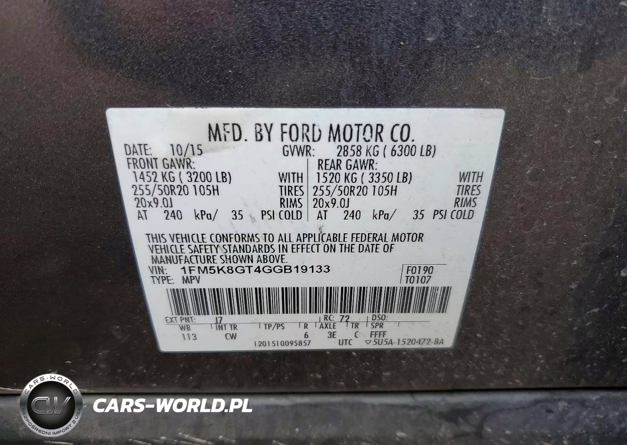 2016 Ford Explorer Sport VIN:1FM5K8GT4GGB19133 - 13