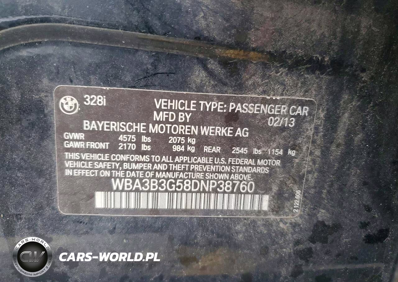 2013 BMW 328 Xi VIN:WBA3B3G58DNP38760 - 12