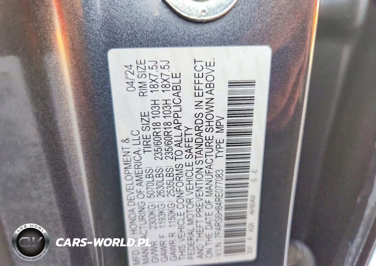 2024 Honda Cr-V Hybrid Sport-L VIN:7FARS6H84RE077083 - 13