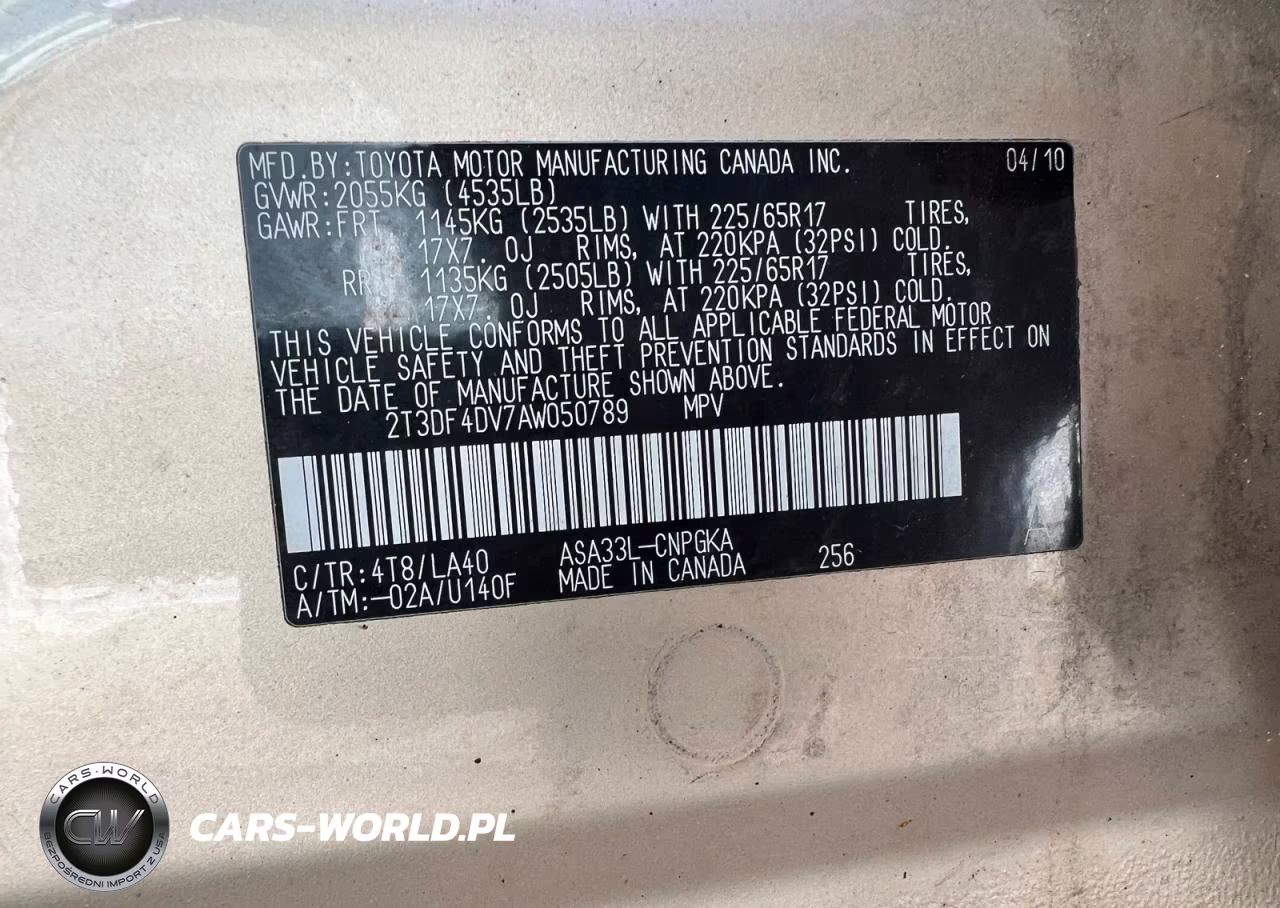 2010 Toyota Rav4 Limited VIN:2T3DF4DV7AW050789 - 10