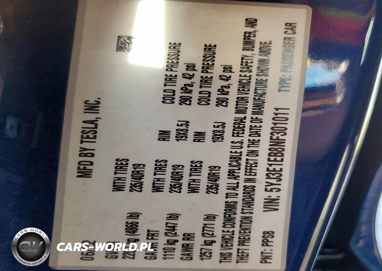 2022 Tesla Model 3 VIN:5YJ3E1EB8NF301011 - 12