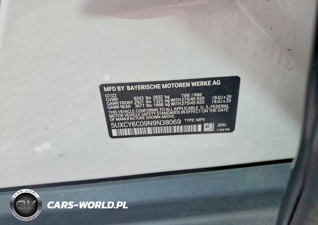 2022 BMW X6 xDrive40I VIN:5UXCY6C09N9N38069 - 13