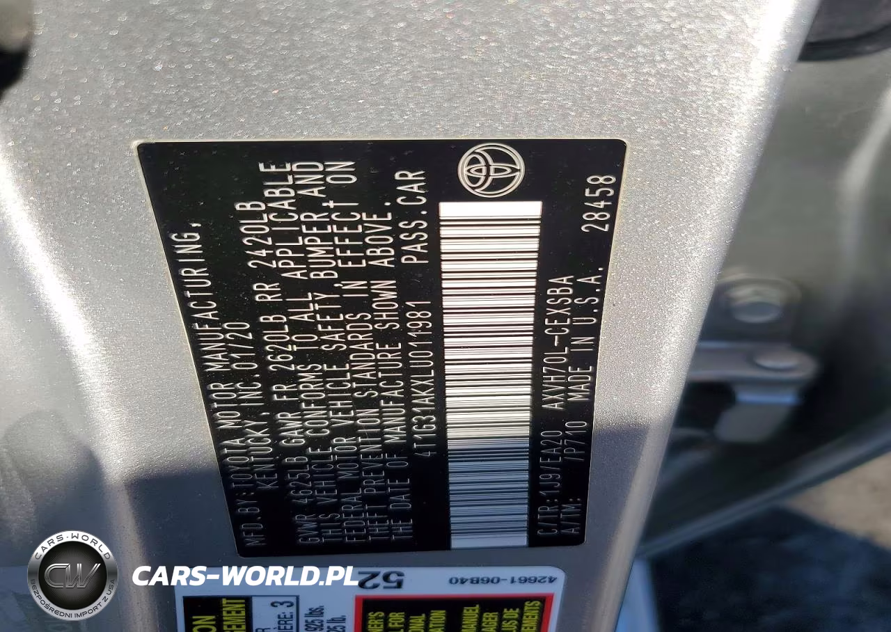 2020 Toyota Camry Se VIN:4T1G31AKXLU011981 - 12