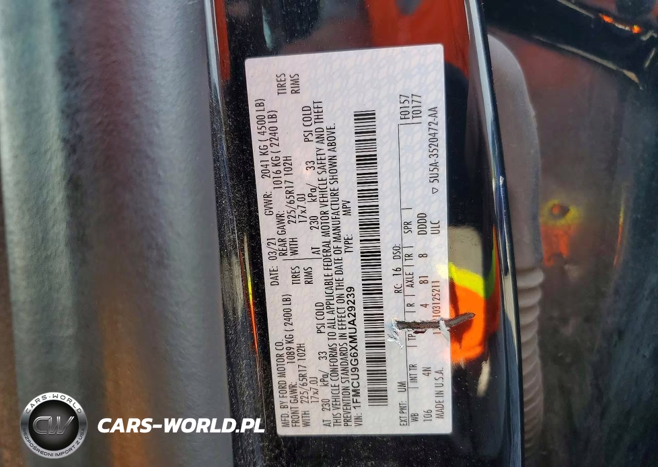 2021 Ford Escape Se VIN:1FMCU9G6XMUA29239 - 13