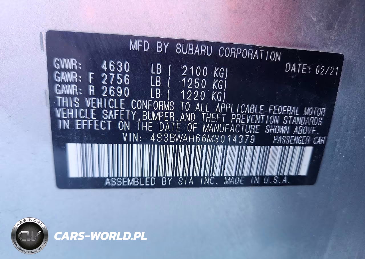 2021 Subaru Legacy Sport VIN:4S3BWAH66M3014379 - 13
