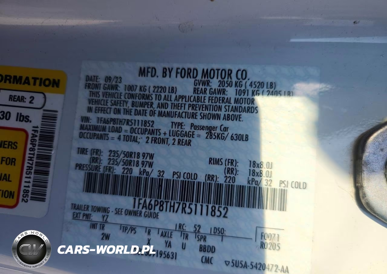2024 Ford Mustang VIN:1FA6P8TH7R5111852 - 12