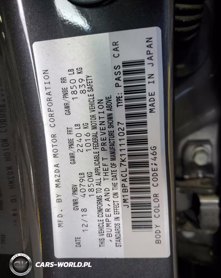 2019 Mazda 3 Preferred Plus VIN:JM1BPACL7K1111027 - 12