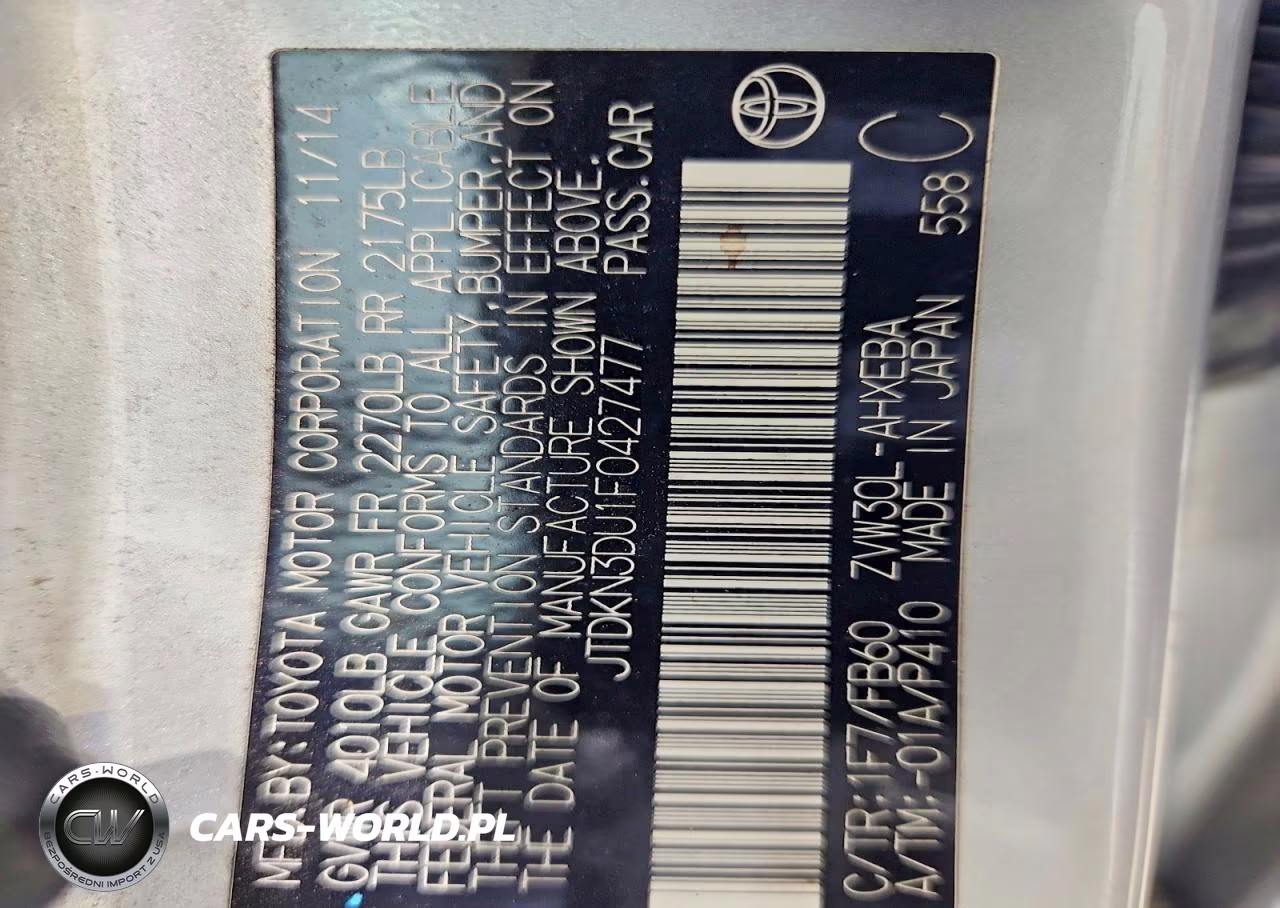 2015 Toyota Prius Two VIN:JTDKN3DU1F0427477 - 12