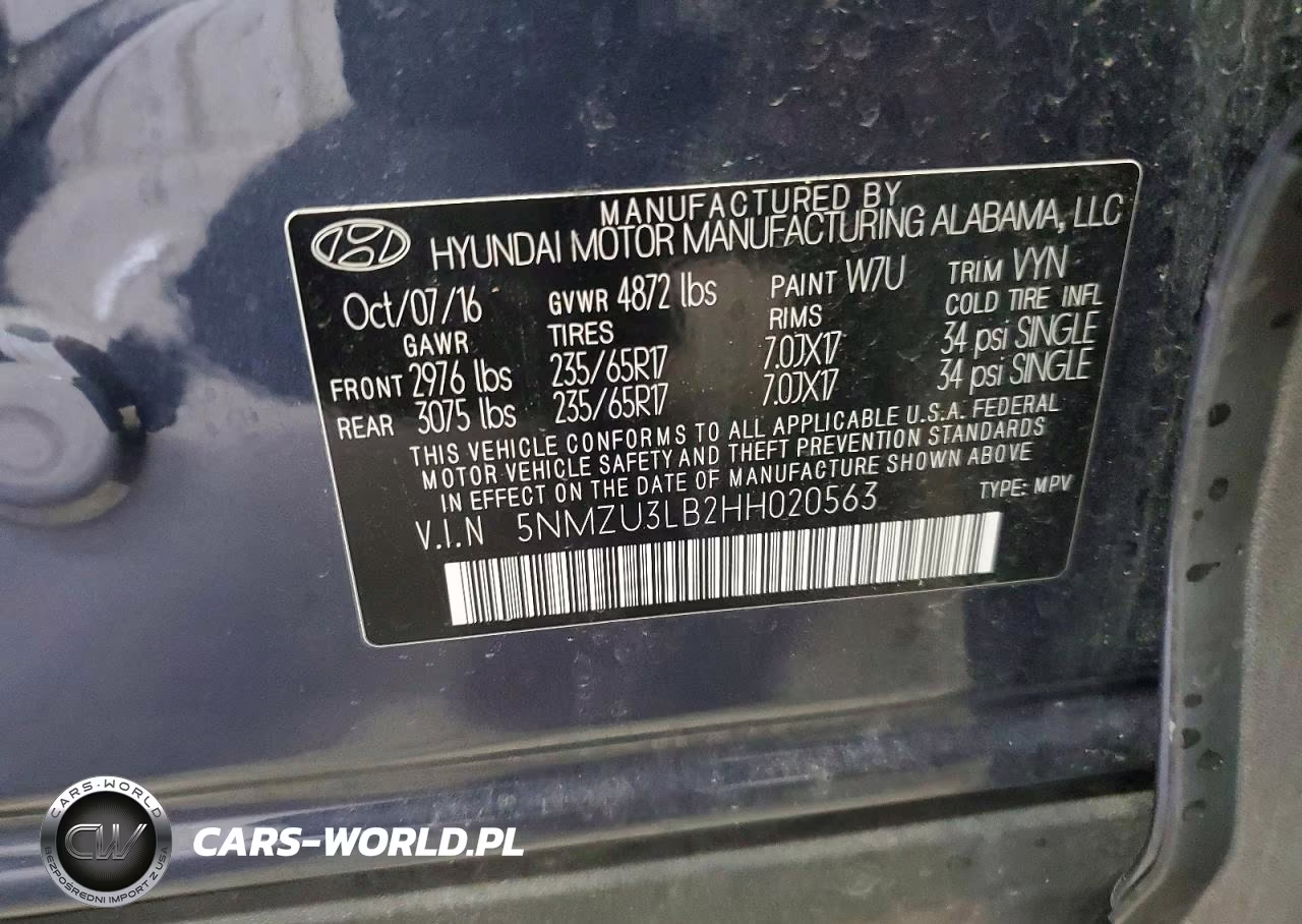 2017 Hyundai Santa Fe Sport 2.4L VIN:5NMZU3LB2HH020563 - 13