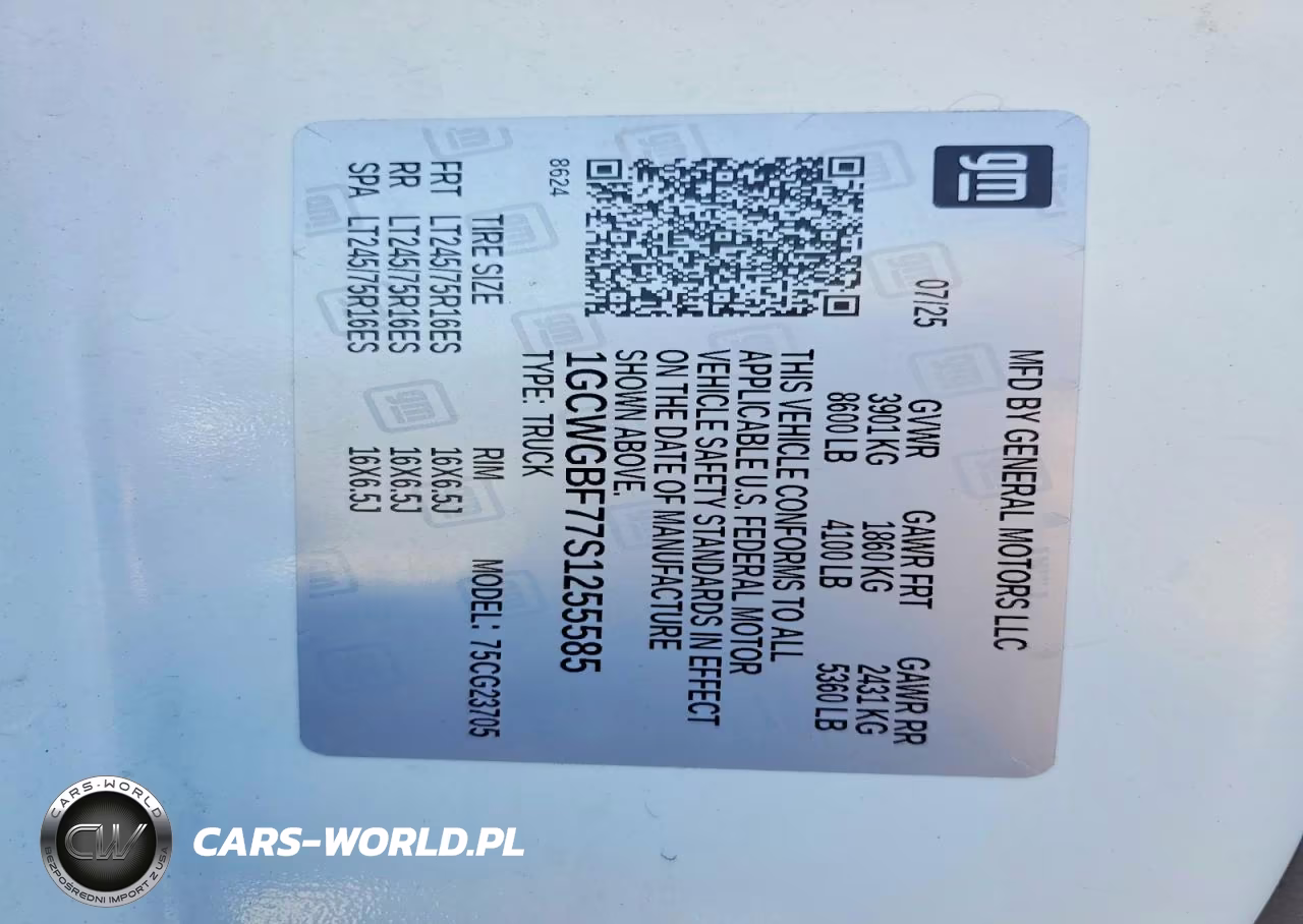 2025 Chevrolet Express G2500 VIN:1GCWGBF77S1255585 - 13